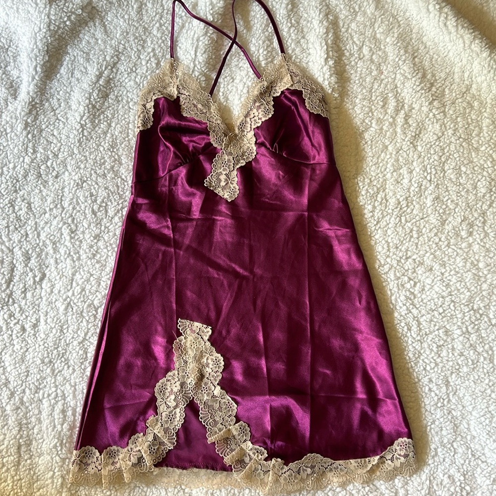 Woman sleep wear and Lingerie, Satin, Lace-Trim mini slip
